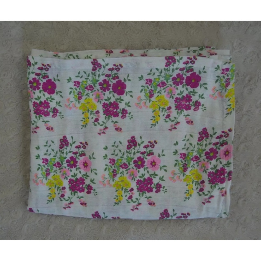 Modern Baby Floral Swaddle Blanket Muslin Pink White Yellow Green Flower